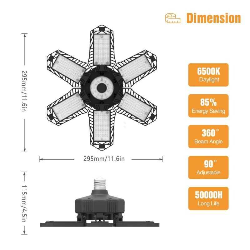 Oobest Lampu Garasi 6+1 Leaf Workshop Lighting Soket E26 200W -200