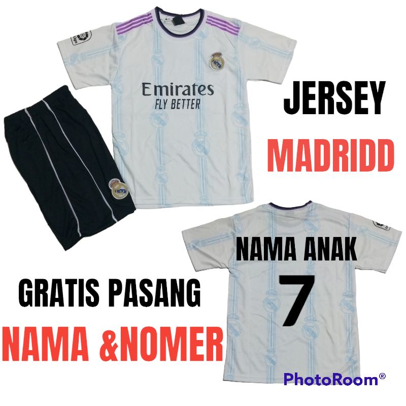 SETELAN JERSEY REAL-MADRID UMUR 1-12 THN BAHAN DRYFIT