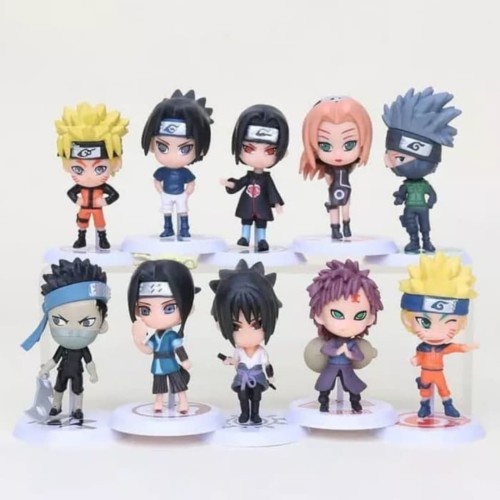 Terlaris Figure Naruto 1 Set Isi 10 Pcs/Topper Cake Kue Naruto Termurah