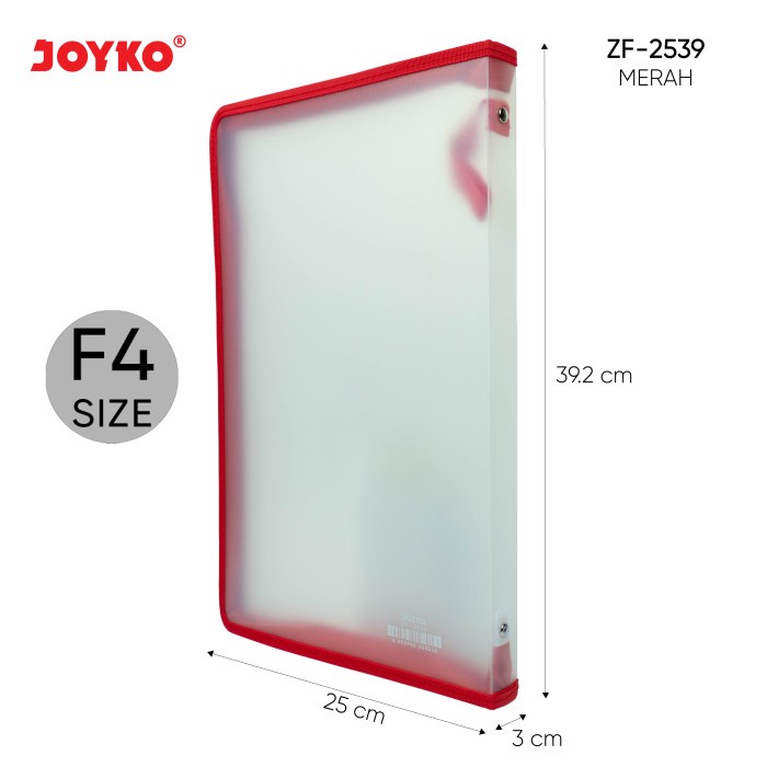 

Zipper File Map Plastik Resleting Joyko ZF-2539 F4 - Merah -RTUOLSP