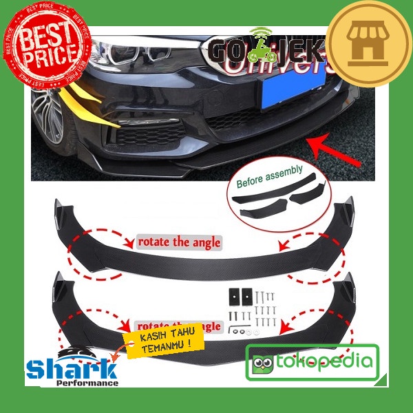 Front Skirt / Front Lips / Lips Bumper / Bodykit 3Pcs Universal