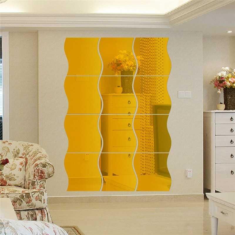 SOLEDI Sticker Dekorasi Dinding Wave Mirror Acrylic 6 PCS - SL07 Walpaper Dinding Kamar Wallpaper Dinding Kamar Tidur Hiasan Dinding Dekorasi Dinding Hiasan Kamar Aesthetic Hiasan Dinding Ruang Tamu Wallpaper Dinding Kamar Tidur Aesthetic Hias