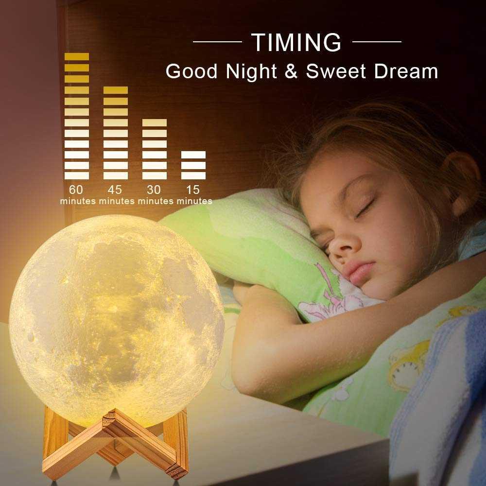 OUIO Lampu Tidur Bulan 3D Printed Moon Night Light Lamp 16 Color 1W U16