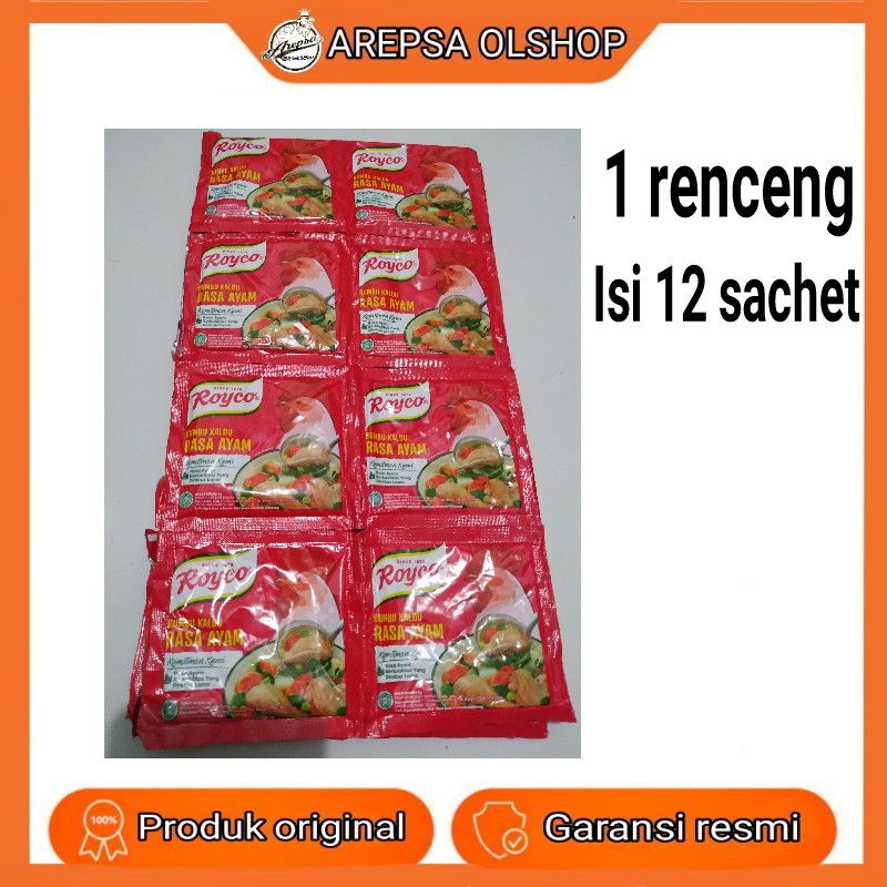 

ROYCO bumbu penyedap 8gr kaldu AYAM SAPI sachet 1 RENCENG isi 12 sachet