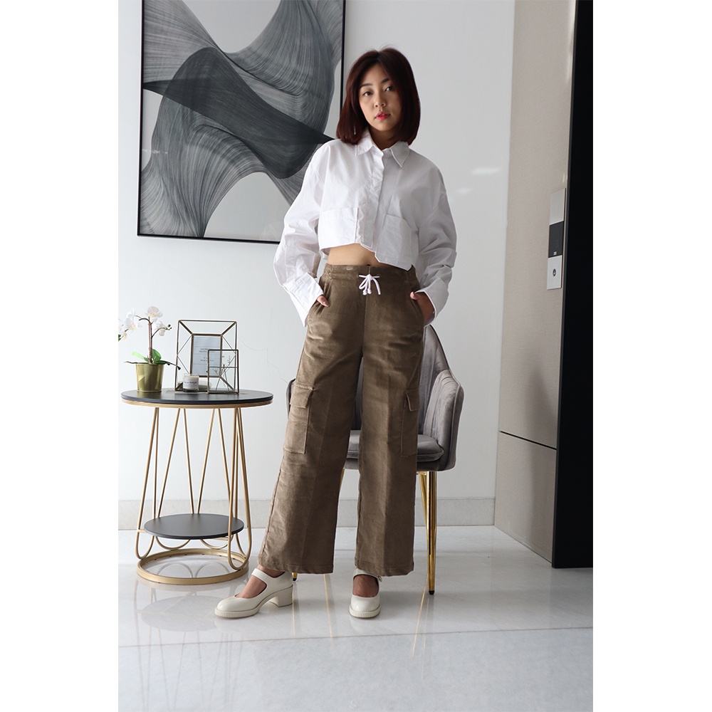 Celana Panjang Missty Wanita Warna Cokelat Variasi Saku Model Kekinian (00162)