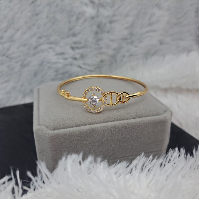 Gelang Wanita bangle korea kunci bukaan samping lapis emas Terbaru COD