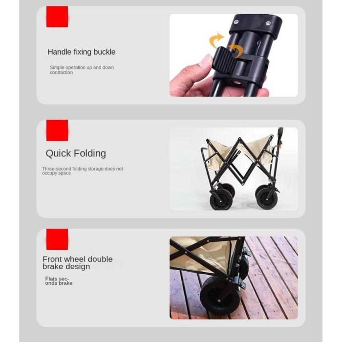 Troli Lipat Trolley Camp Wagon Foldable Gerobak Dorong Barang Outdoor