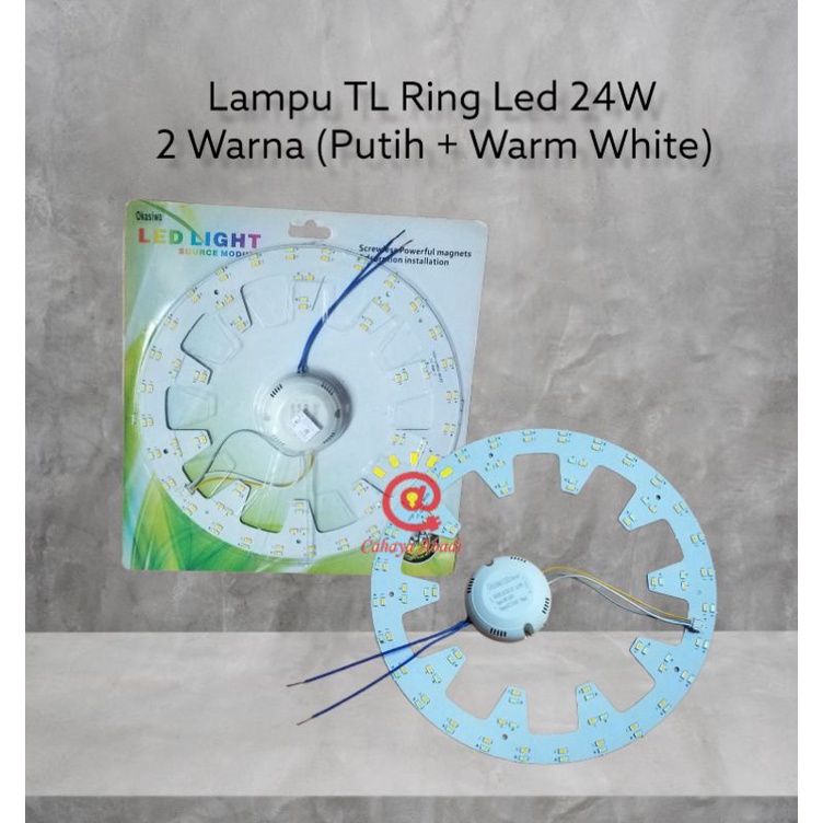 Lampu TL Ring Led 24w 24 watt Nyala 2 Warna Putih dan Warm White
