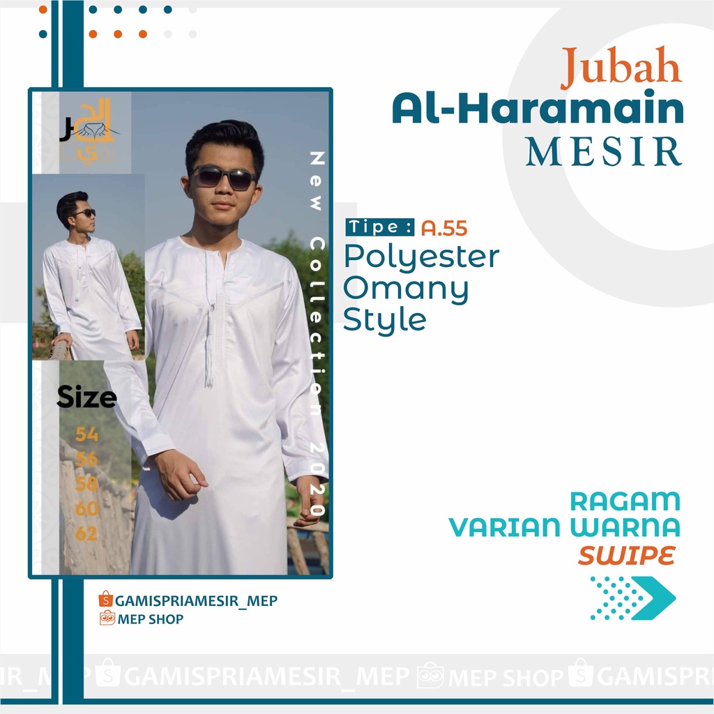 GAMIS JUBAH PRIA LAKI LAKI COWOK OMAN AL HARAMAIN HAROMAIN POLOS MESIR POLYESTER ORIGINAL IMPORT NON