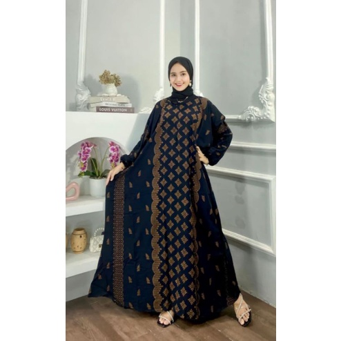 gamis kaftan kekinian khas batik pekalongan super premium bahan tebal motif batik kaftan unggul jaya