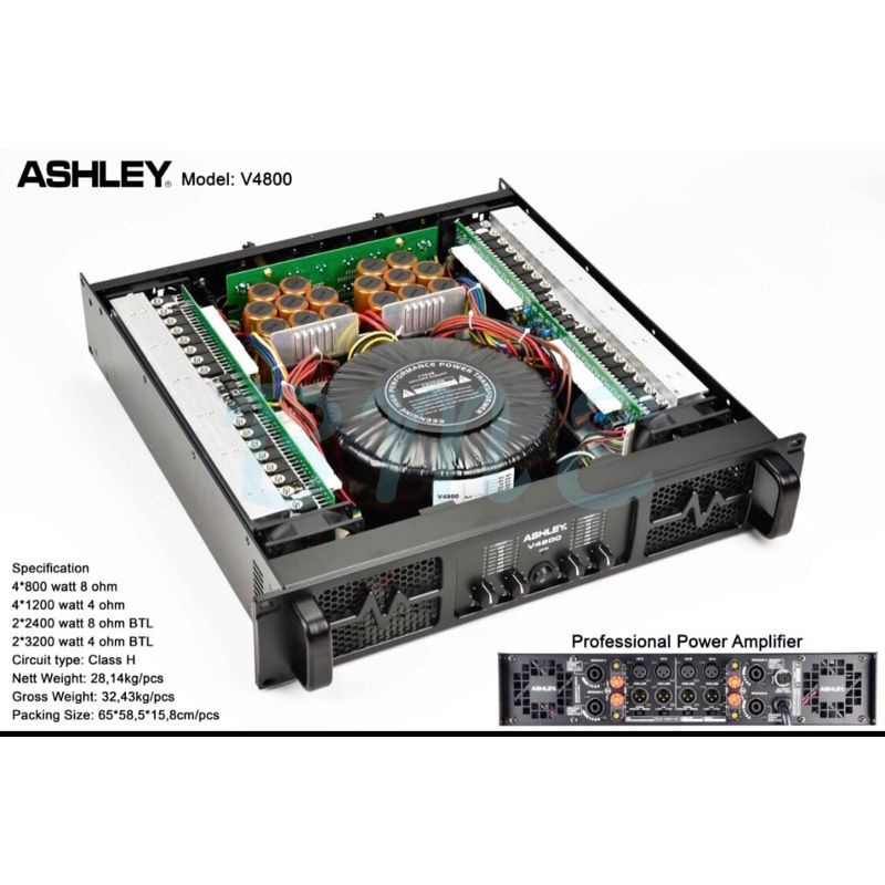 POWER AMPLI ASHLEY V4800 POWER 4 CHANNEL ORIGINAL V 4800