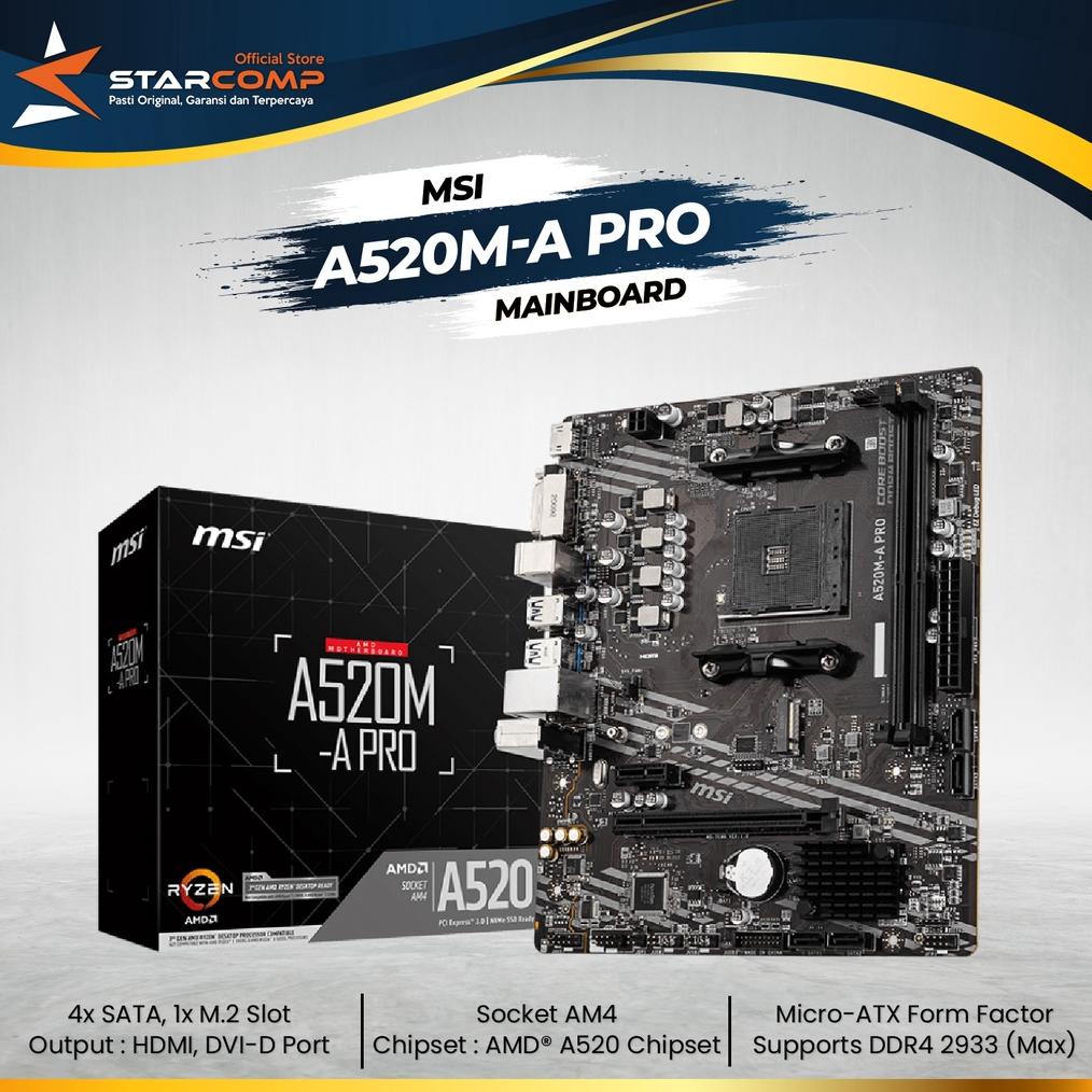 Motherboard MSI A520M-A PRO Socket AMD AM4 A520M A PRO A520 Chipset