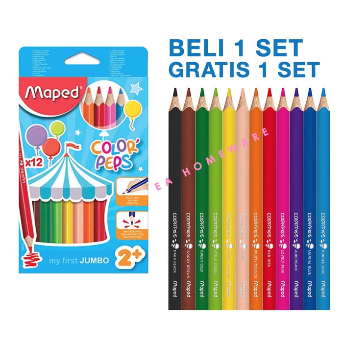 

Terlaris Maped Colorpeps Jumbo Pensil Warna Anak Balita Set 12