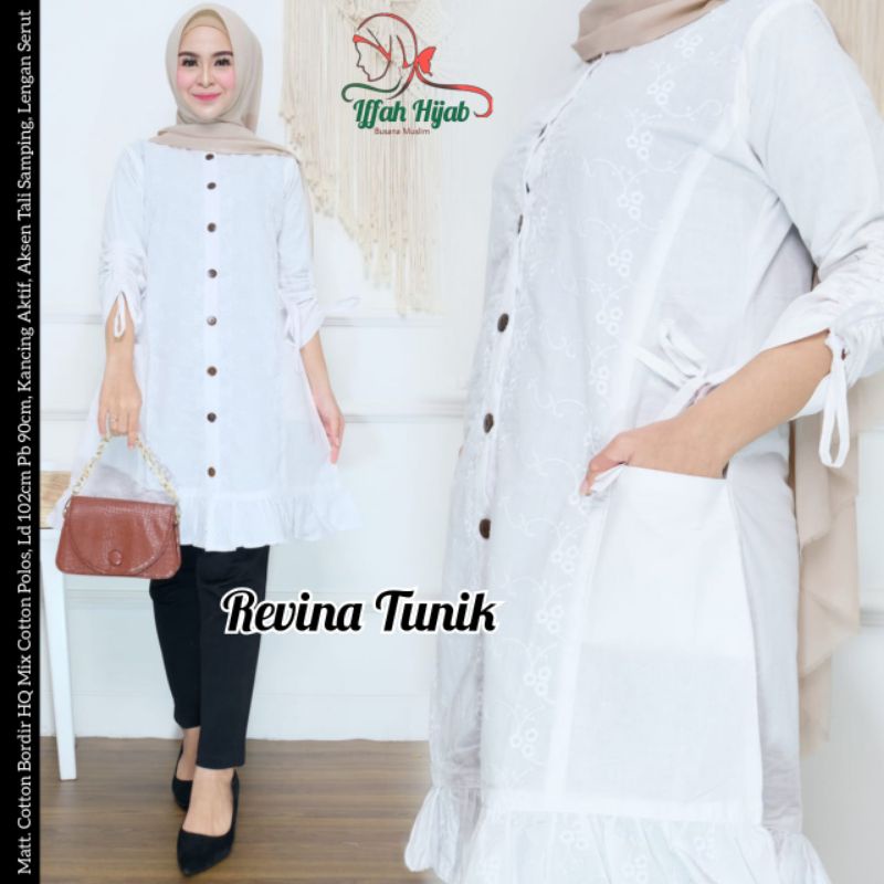 Tunik mewah putih wanita Revina Tunik blouse putih pesta wanita baju atasan putih wanita elegan high