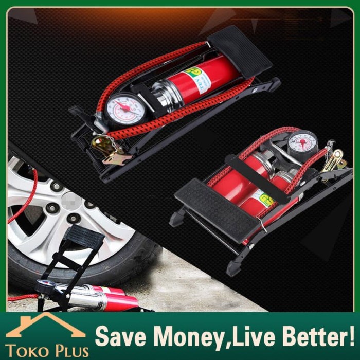 Terlaris 2 Tabung Pompa Angin Pompa Injak Kaki Darurat Foot Pump Ban
