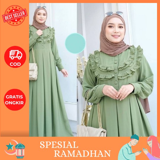 Zeeya Zayyra Gamis Wanita Dewasa Crincle Airflow Model Crop Kekinian// Dress Polos Simpel Elegan Ter