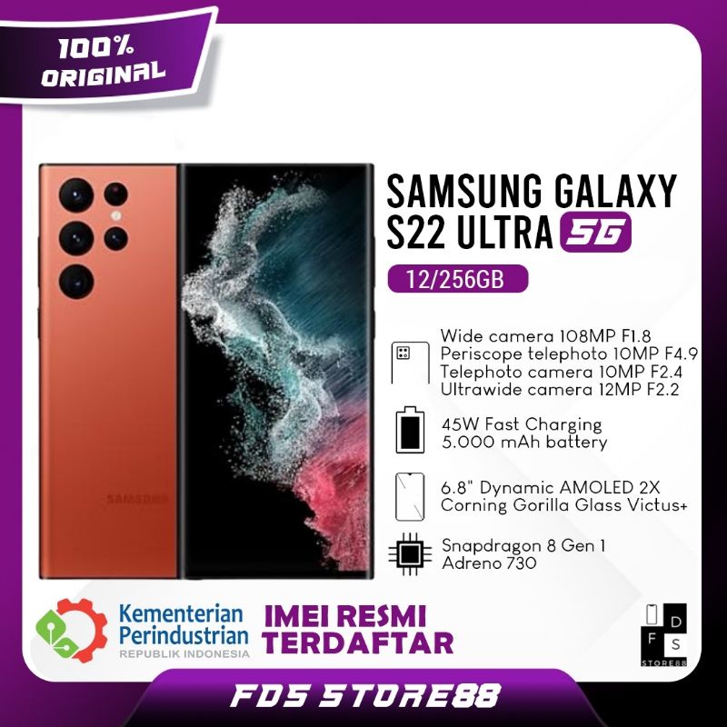 Samsung Galaxy S22 Ultra 5G 8/128 12/256 12/512 GB Garansi Resmi SEIN