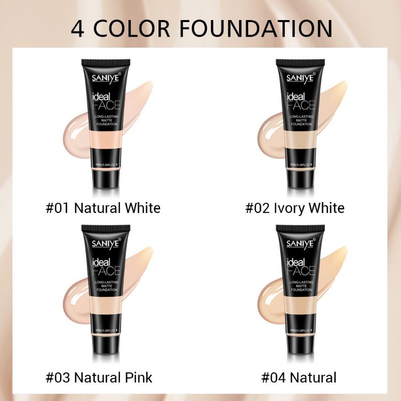 SANIYE (BPOM) Foundation Cair Matte Poreless Liquid Foundation Dengan