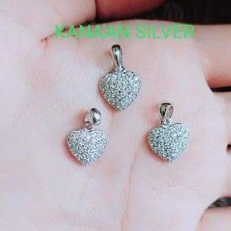 Buruan Belanja Liontin love/buah kalung love mata putih kilau full perak asli 925/silver lapisan ema