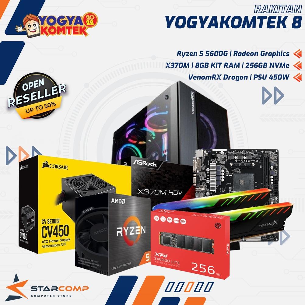 PC RAKITAN AMD RYZEN 5 5600G X370M 8GB RAM RGB 256GB NVME PAKET
