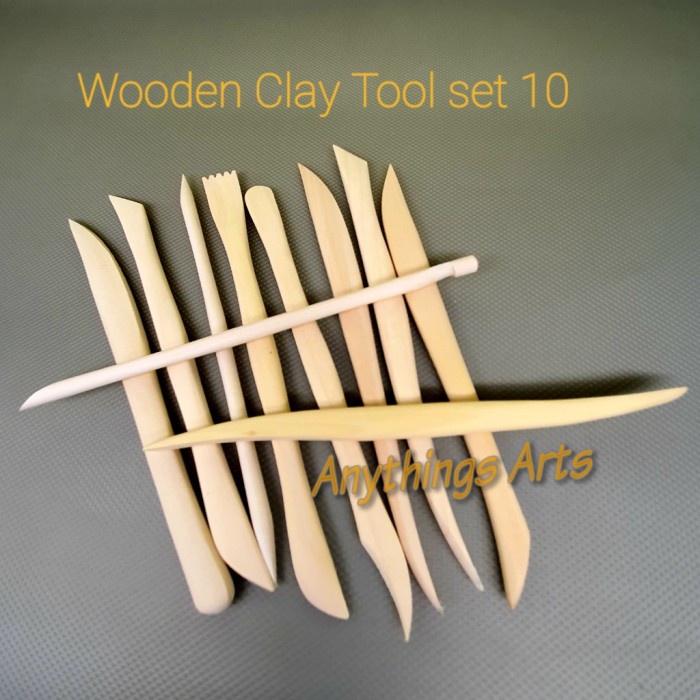 

Ukirku Wooden Clay Pottery Sculpting Tools Set 10 Alat Fondant Ukir Cukil