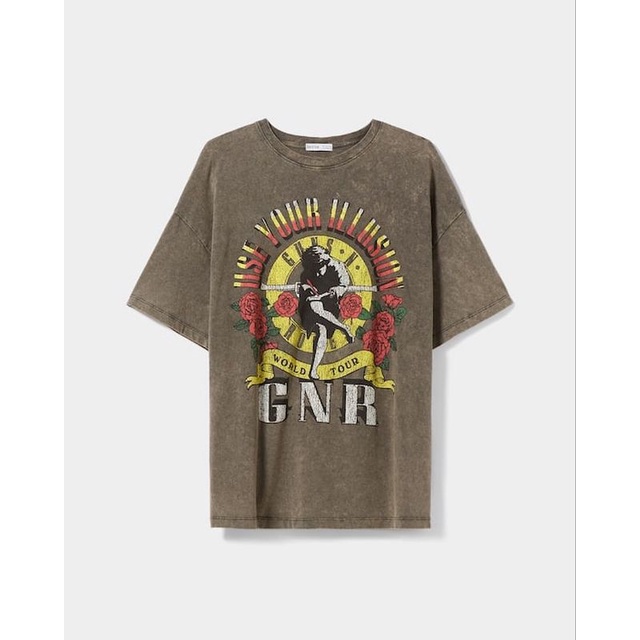 Kaos Baju Tshirt Band Official Original Import Bershka Guns N Roses Unisex