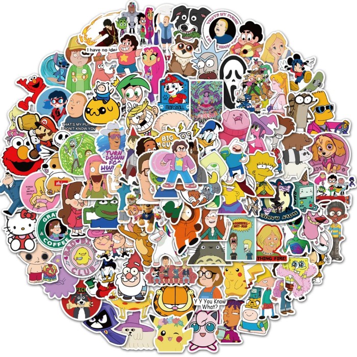 101 PCS STICKER ADVENTURE SIMPSON KARTUN ANIME CARTOON NETWORK PIKACHU
