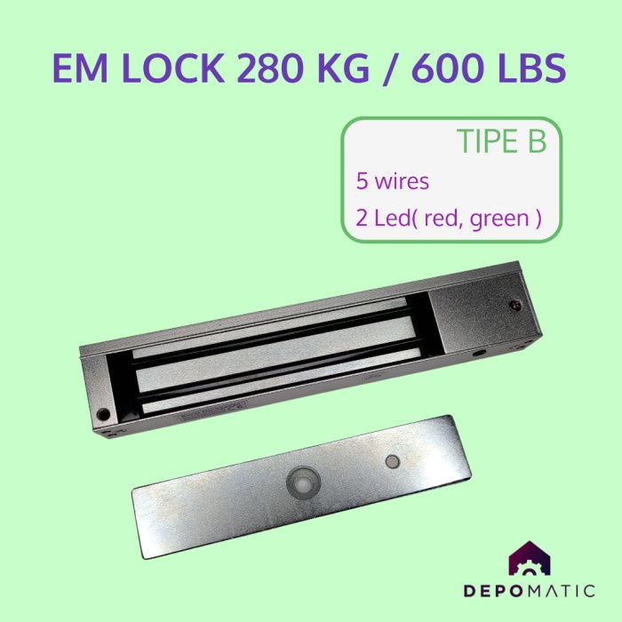 

Electromagnetic EM Magnetic Door Lock Mlock 600 Lbs 280 Kg Polos - TIPE A