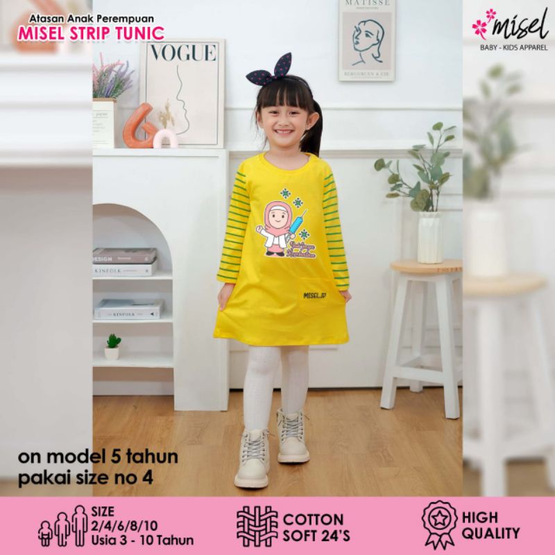 Promo Dress Tunik Kaos Anak Perempuan Lengan Panjang Misel Long Tunik Usia 2 sampai 9 Tahun