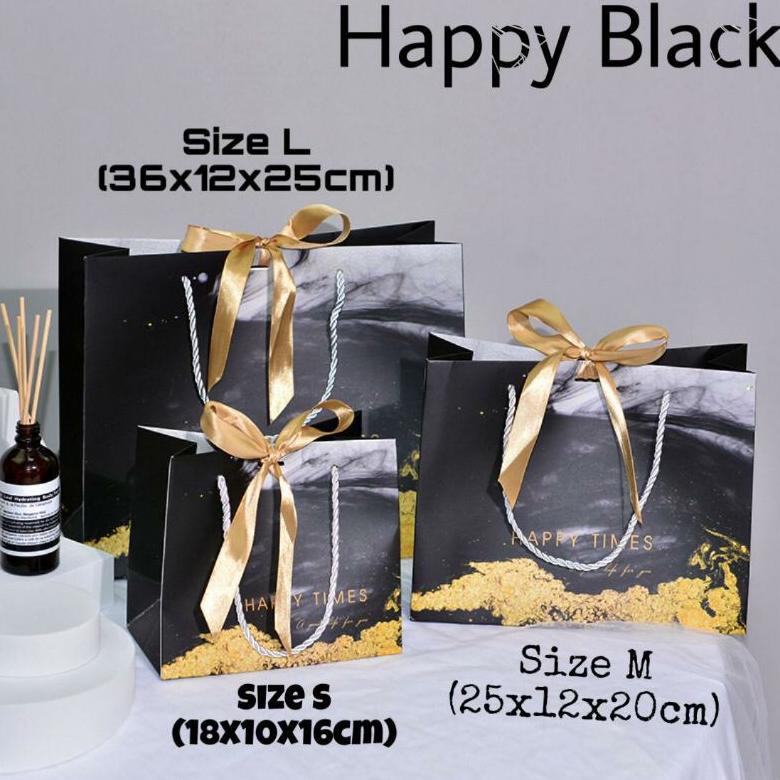 

10Pcs Paperbag Happy Black ,Kado / Tas Kertas Hadiah, Gift Bag , Goodie Bag , Promo Best Seller!