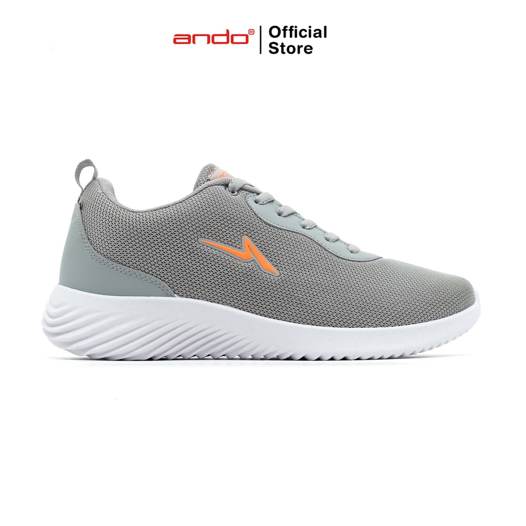 Ando Official Sepatu Sneakers Daffin Pria Dewasa - Abu-Abu Muda/Orange