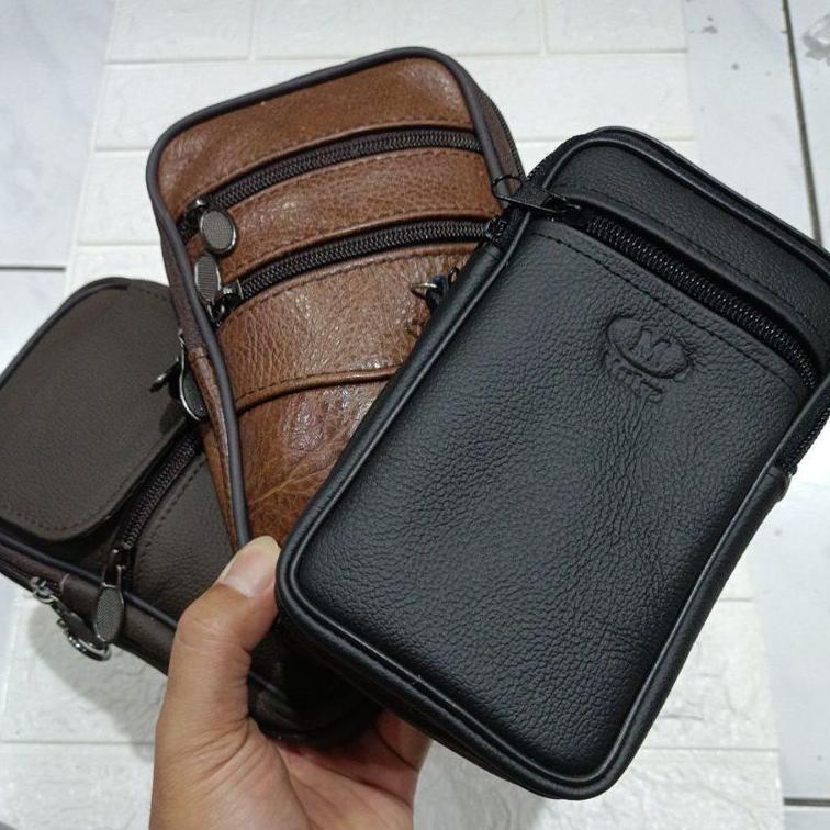 Dompet HP Pinggang & Selendang Kulit Asli Garut || Tas Handphone M-GRT Pria Kulit "BCR.19Ap23ˣ"
