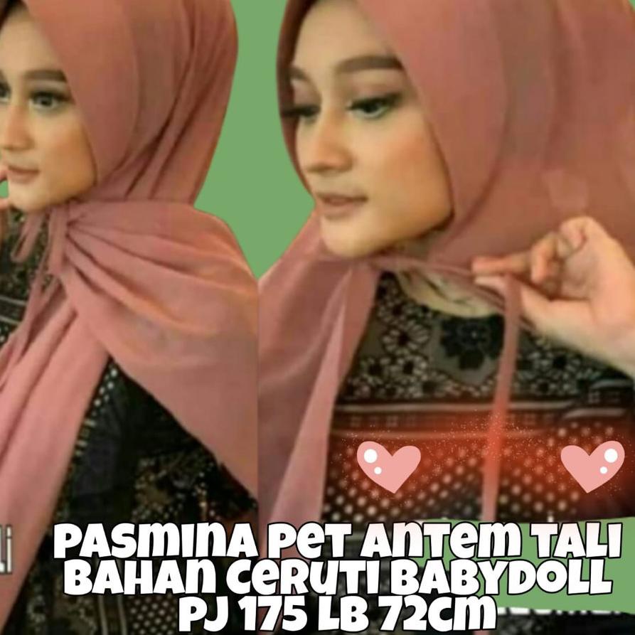 Pashmina Ceruty Babydoll Soft Pet Antem / Pashmina Instan / Pashmina Tali Ceruty
