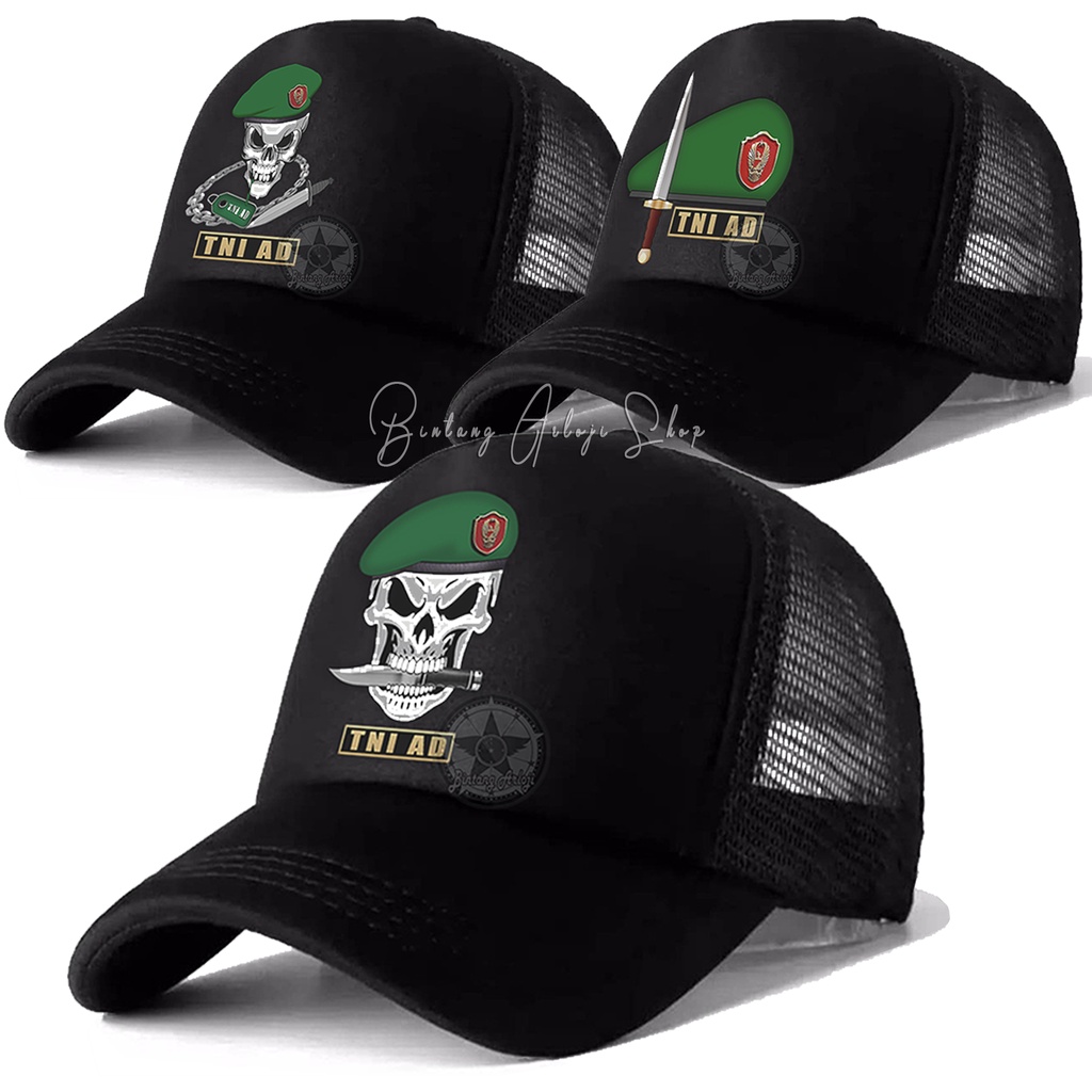 (Exclusive) Topi TNI - AD BARET HIJAU Light Gold