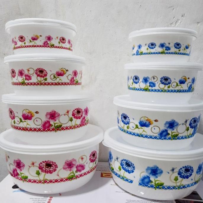 Mangkok set plastik 4 pcs/Mixing bowl/Fresh pot tutup plastik