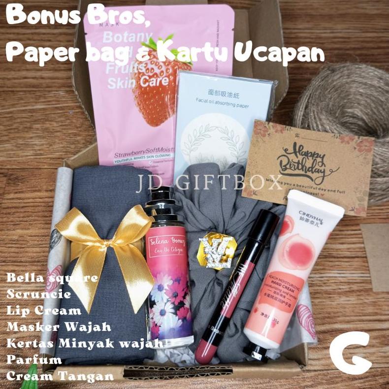 

Hampers Hijab Bella Square/Hadiah Ulangtahun Cewek/Giftbox Wanita/Paket Kado Kerudung Kecantikan Promo Best Seller!