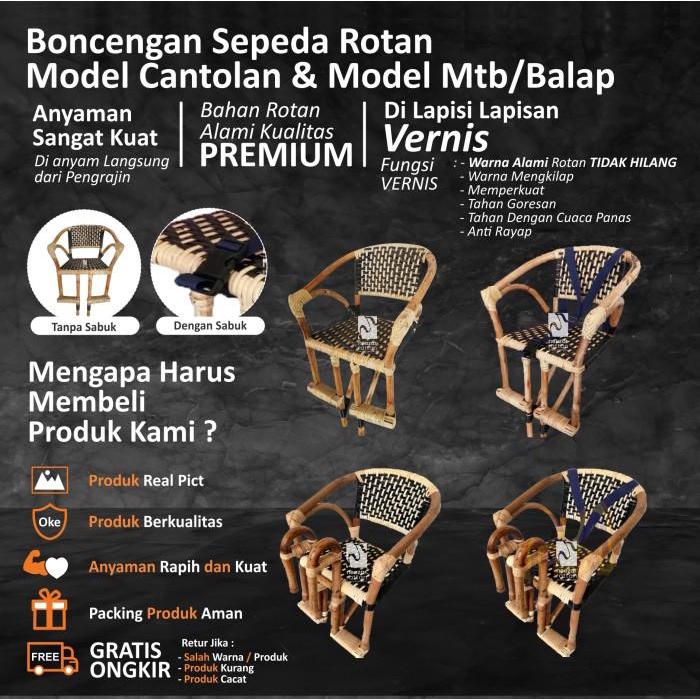 Kursi Boncengan Sepeda Anak depan MTB, Polygon, Gunung Murah Rotan