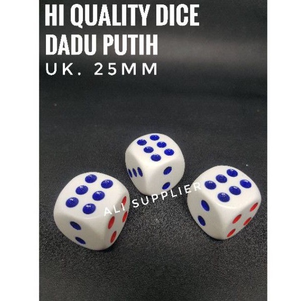 Dadu Plastik 25 x 25 mm / Professional Dice / Mainan Dadu / Dadu board game / Quality dice / Dadu transparan / Dadu Besar Mainan / Mainan Dadu Besar / Dadu Susu / Dadu Kristal / Dadu Mainan Jadul