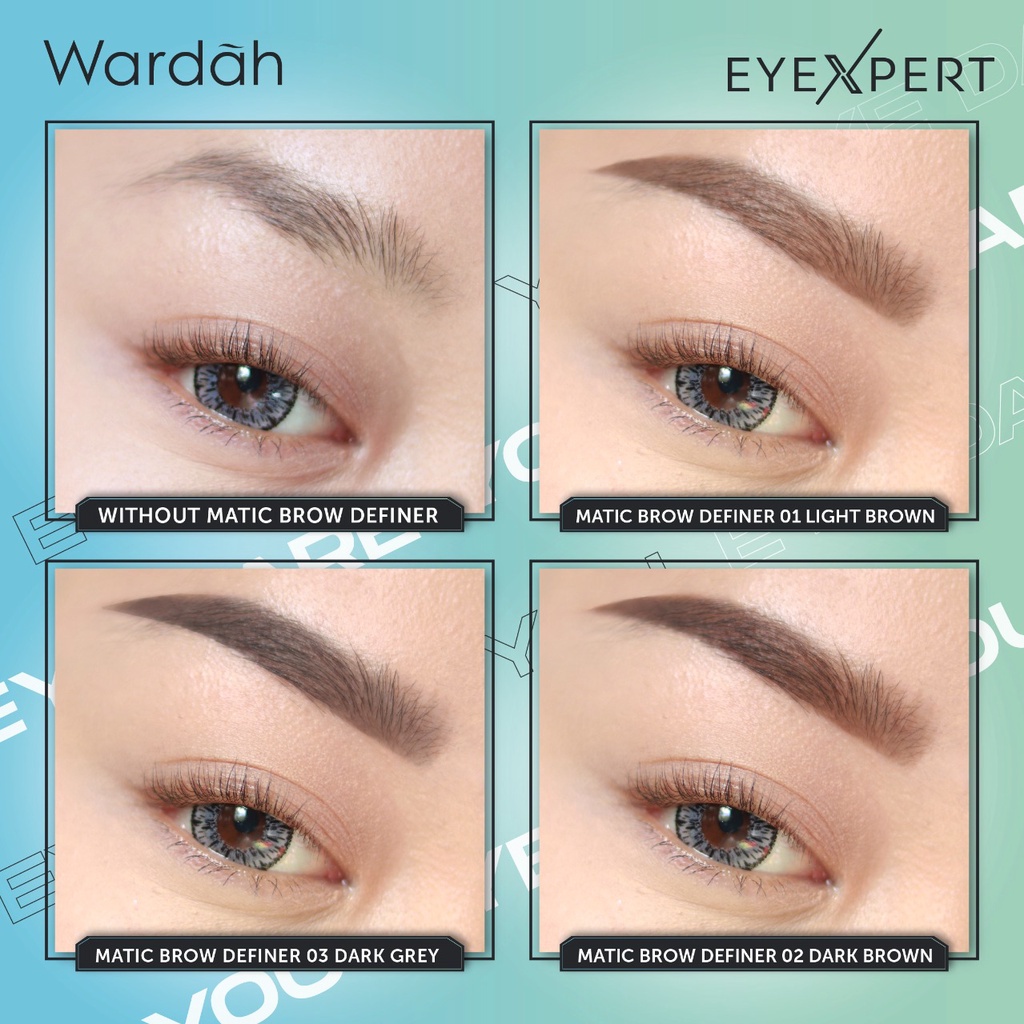 Wardah EyeXpert Matic Brow Definer - Pensil Alis Anti Air dan Tahan Lama Hingga 8 Jam - Mudah Digunakan dengan Teksur Powdery - Wudhu Friendly