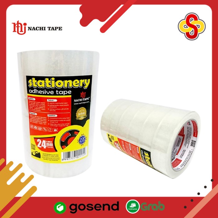 

PROMO Isolasi / Selotip Nachi Bening 1 inch / 24 mm x 72 yard Isi 6 roll