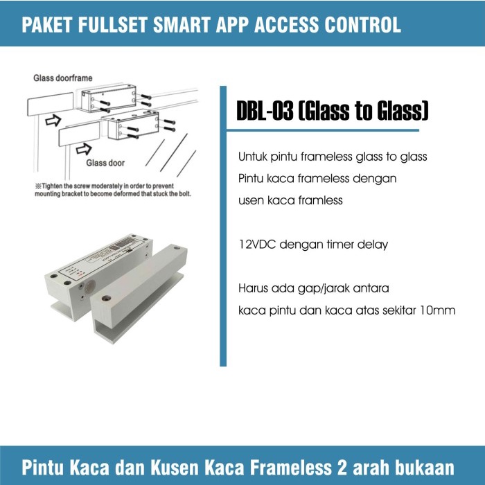 

Smart Door Lock Access Control Waterproof Drop Bolt Pintu Kaca