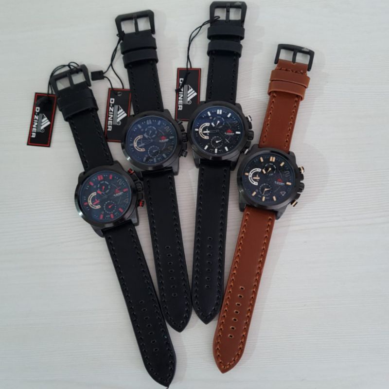 Jam tangan Original D-ZINER DZ 9007 Leather / Stainless steel Water resist fullset