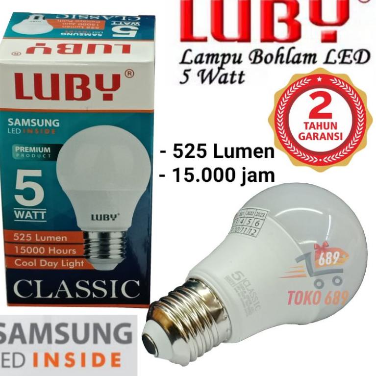 Terlaris Lampu Bohlam LED 5 Watt Luby Classic