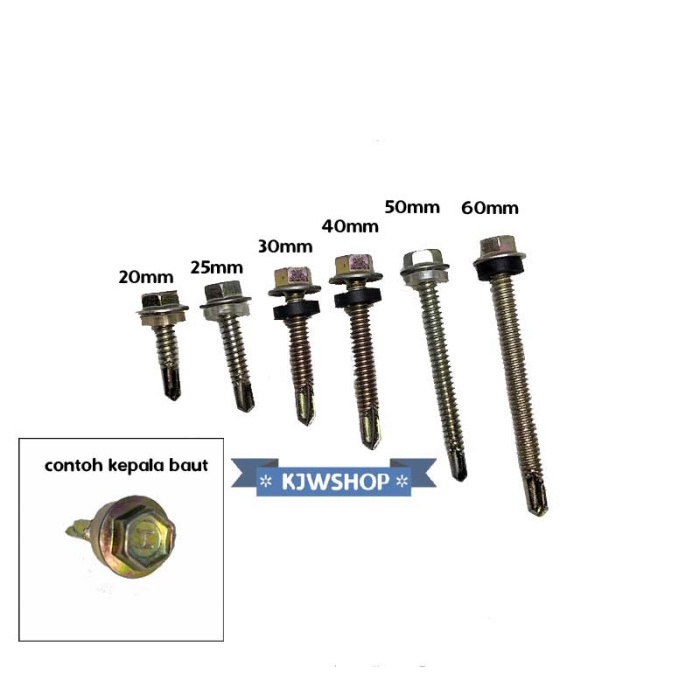 Baut Drilling Sds Baja Ringan 12 x 40 Baut Atap Roofing Galvalum 4 cm murah