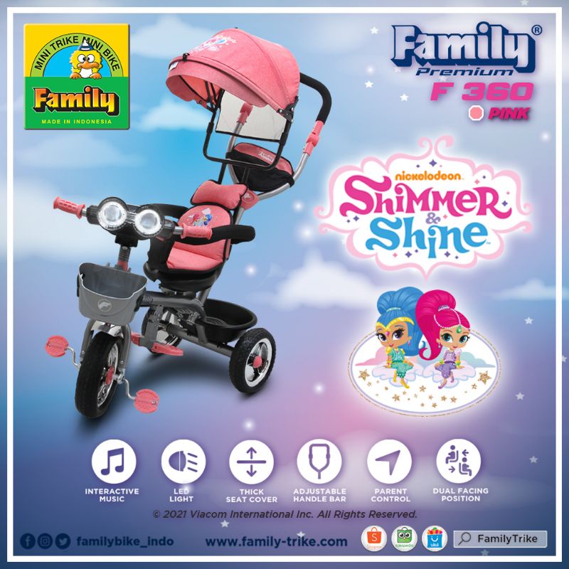 Sepeda Anak Roda 3 FAMILY F-360 H REYHAN Nickelodeon Series New Music + Kanopi