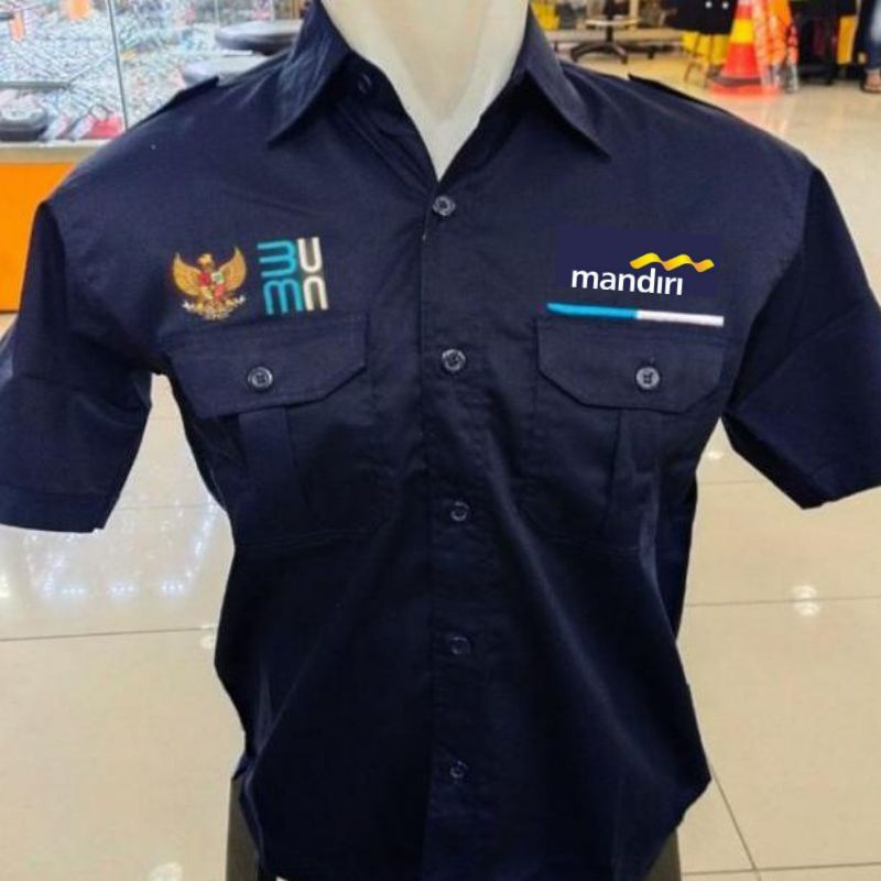 KEMEJA BUMN BANK MANDIRI BORDIR || SERAGAM BUMN BANK MANDIRI BORDIR || BAJU BUMN BANK MANDIRI BORDIR