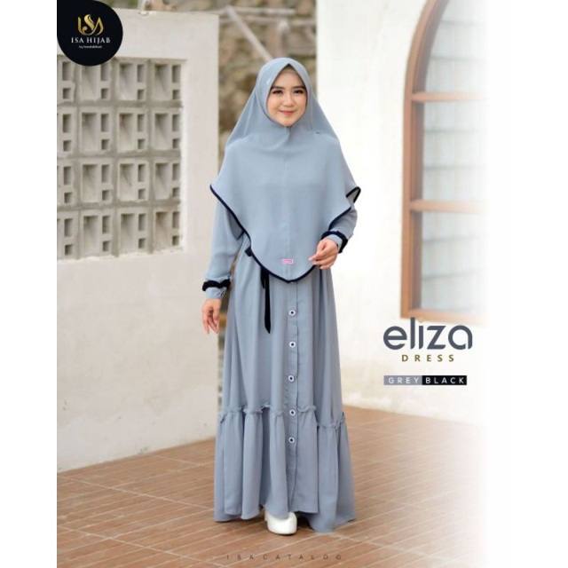 ELIZA DRESS ONLY GREY SIZE L by ISA HIJAB/GAMIS LEBARAN