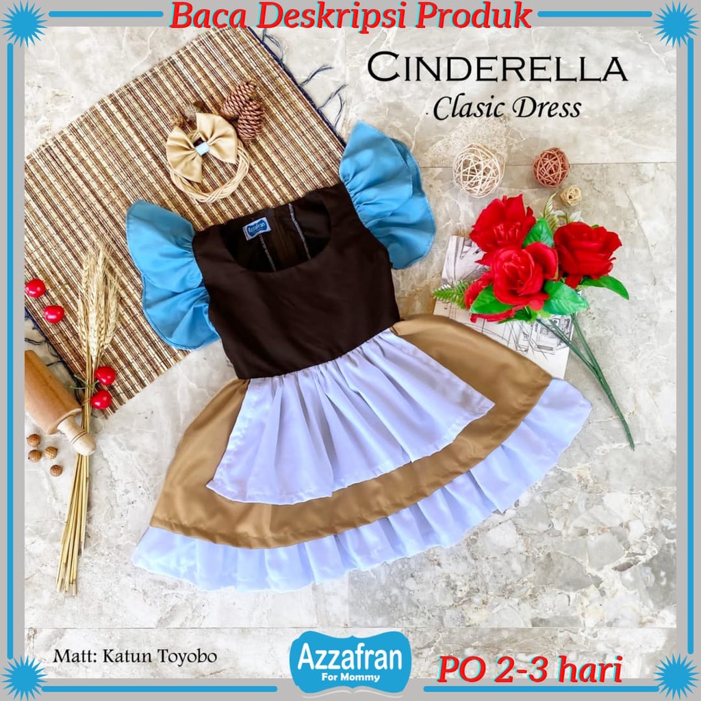 Cinderella Clasic Dress | Baju Katun Anak Perempuan dan Dewasa | Kostum Cosplay Carnaval | Azzafran