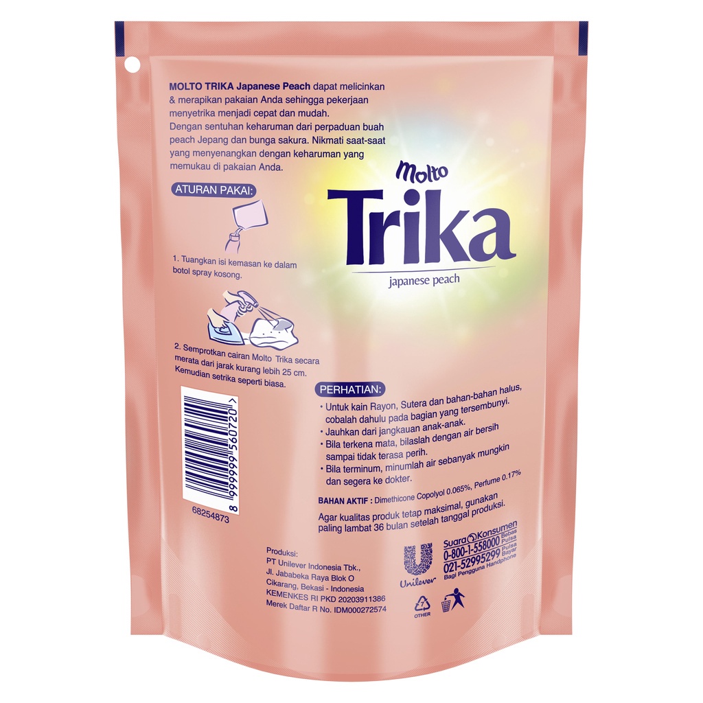 Molto Pelicin &amp; Pewangi Pakaian Trika Japanese Peach 300mL