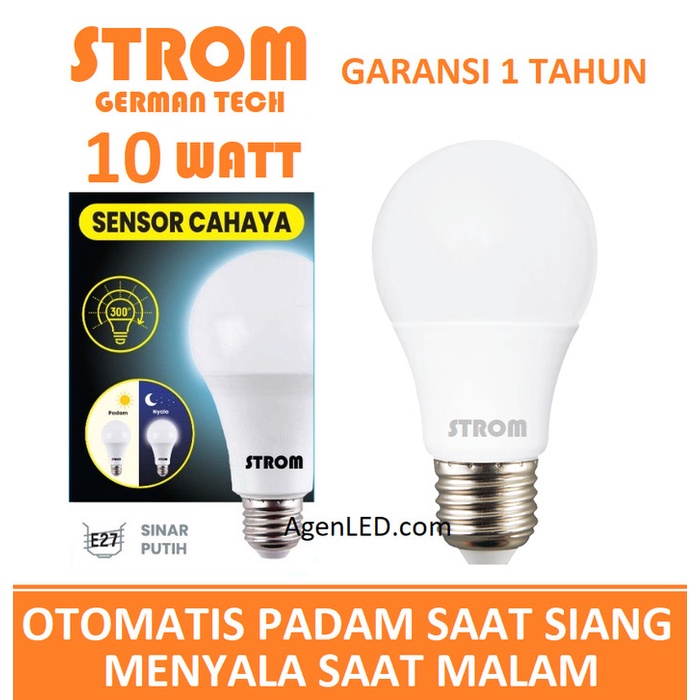 lampu led STROM Lampu LED 10W Sensor Cahaya Bohlam white 10 w watt Bulb PUTIH(O6Z1) lampu belajar la